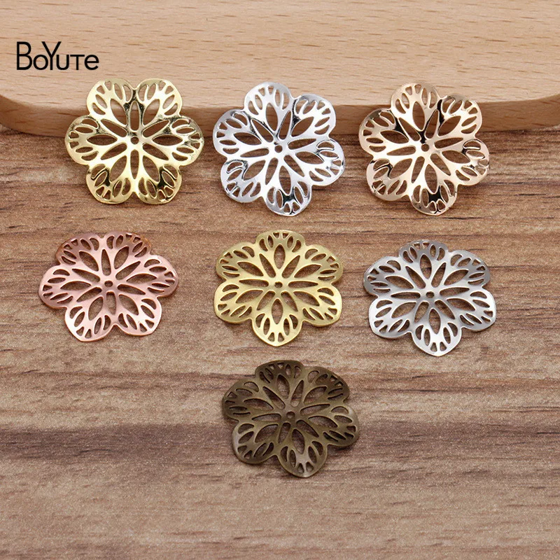 

BoYuTe (100 шт./лот) 20 мм Металлические латунные Цветочные филигранные материалы Diy ручной работы ювелирные аксессуары