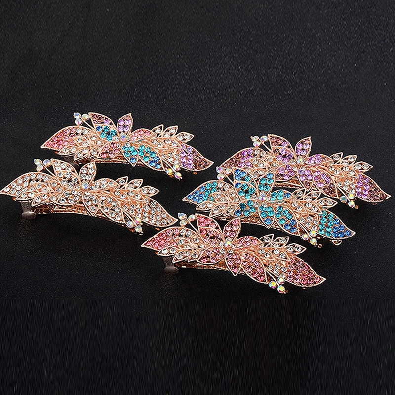 Заколка для волос с полным покрытием из страз заколка-пряжка цветами листьями