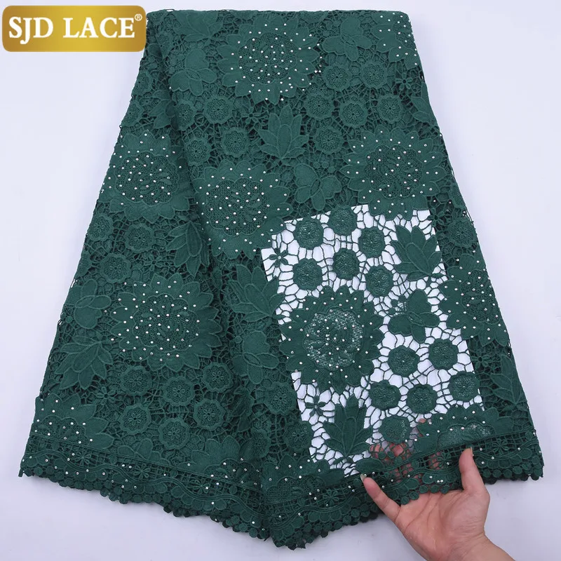 

SJD LACE Positioning Stones Design African Lace Fabric High Quality Water Soluble Guipure Cord Lace For Wedding Materials A2139