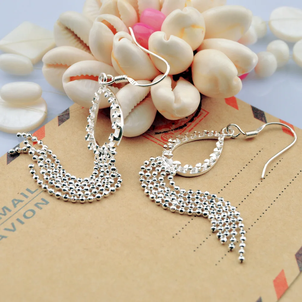 Женские серьги-подвески с кисточками из серебра 925 пробы | Украшения и аксессуары