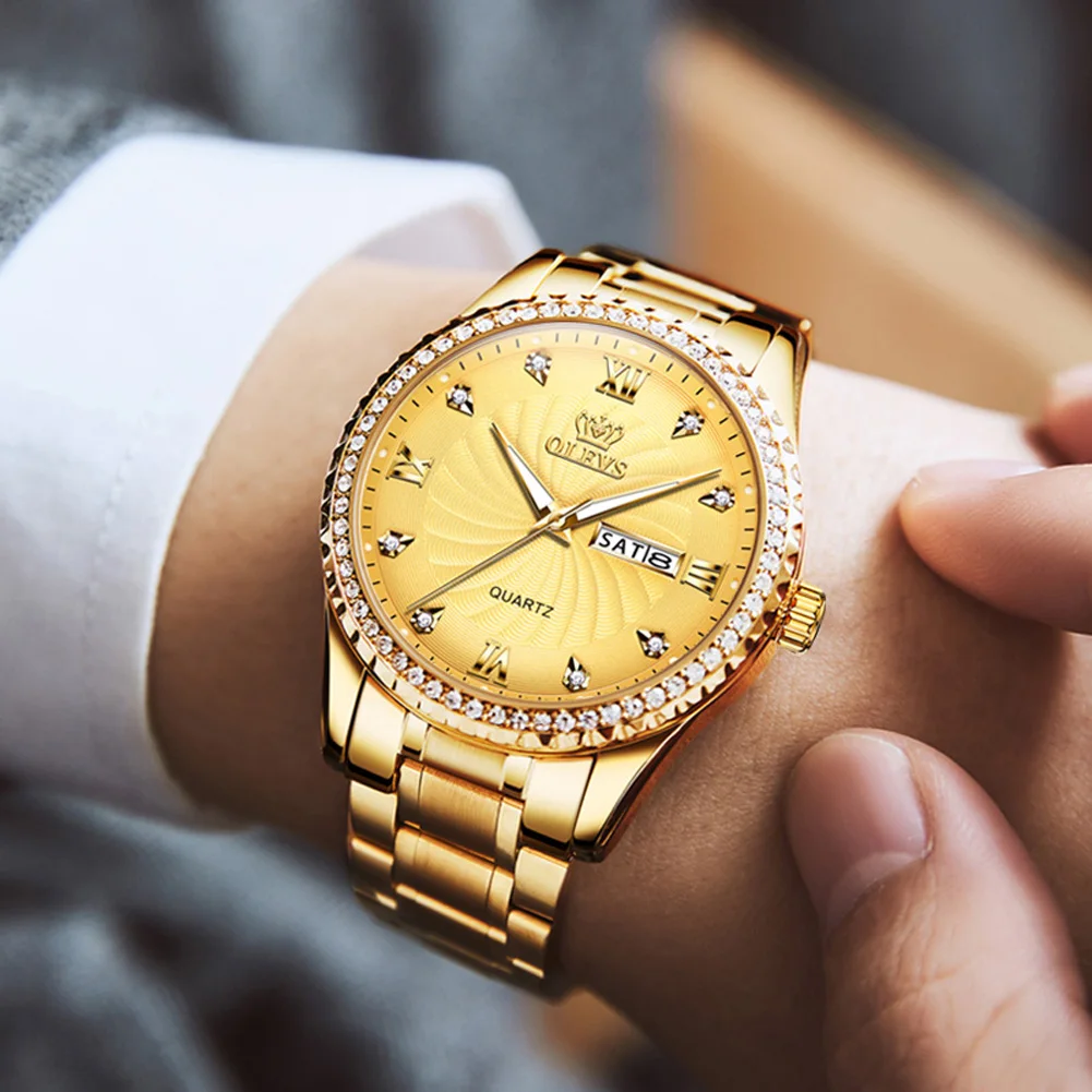 

Men's Tungsten Steel Bracelet Diamond Wrist Watch Business Watch