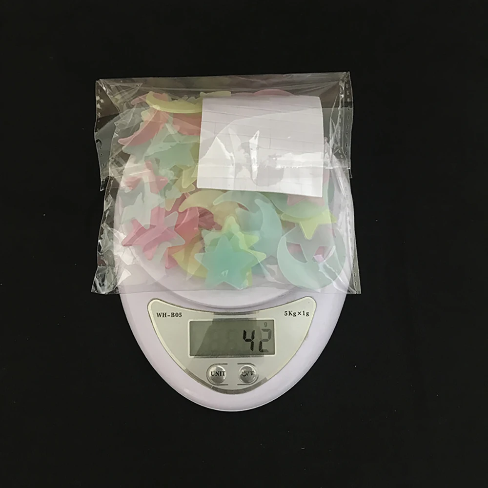 100 шт 3D Звезда и Луна энергии хранения флуоресцентный светится в темноте