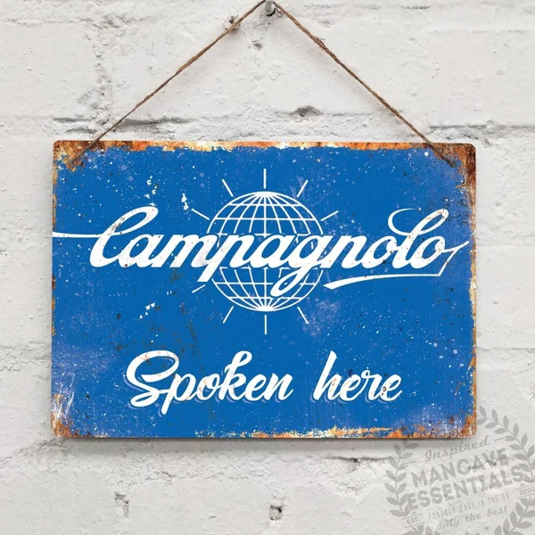 

Campagnolo Spoken Here Retro Metal Tin Sign Poster Home Garage Plate Cafe Pub Motel Art Wall Decor