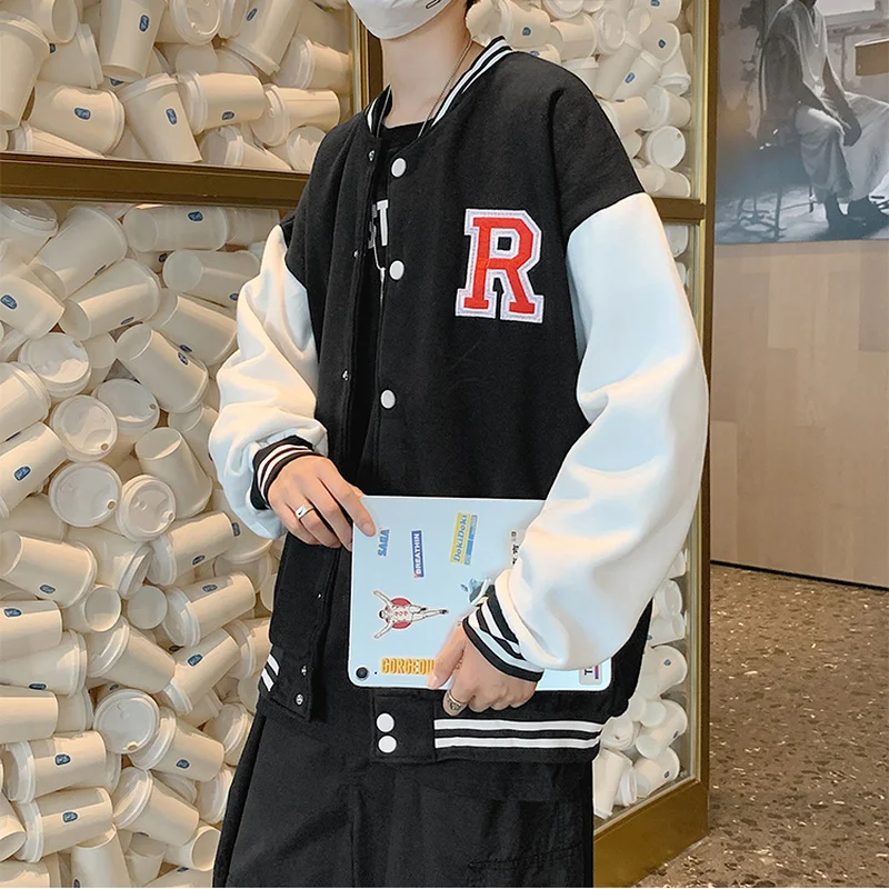 Осенние мужские куртки в стиле пэчворк Корейском для подростков мягкая