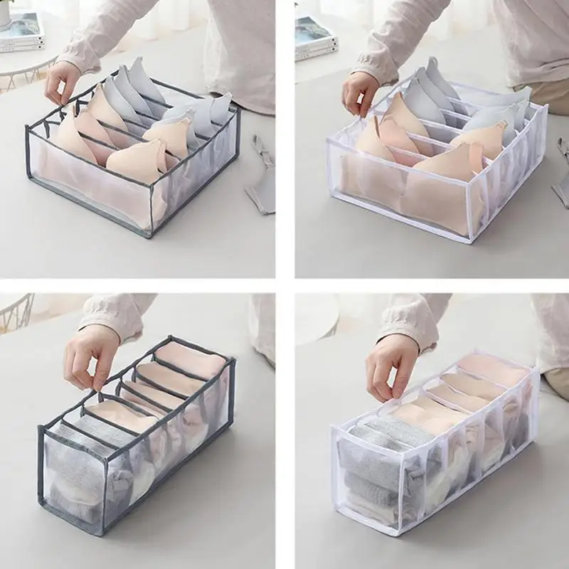 

Dormitory Closet Organizer For Socks Home Separated Box Organizer Storage Foldable Grids 6-11 Drawer Organizer Bra Underwea O8F4