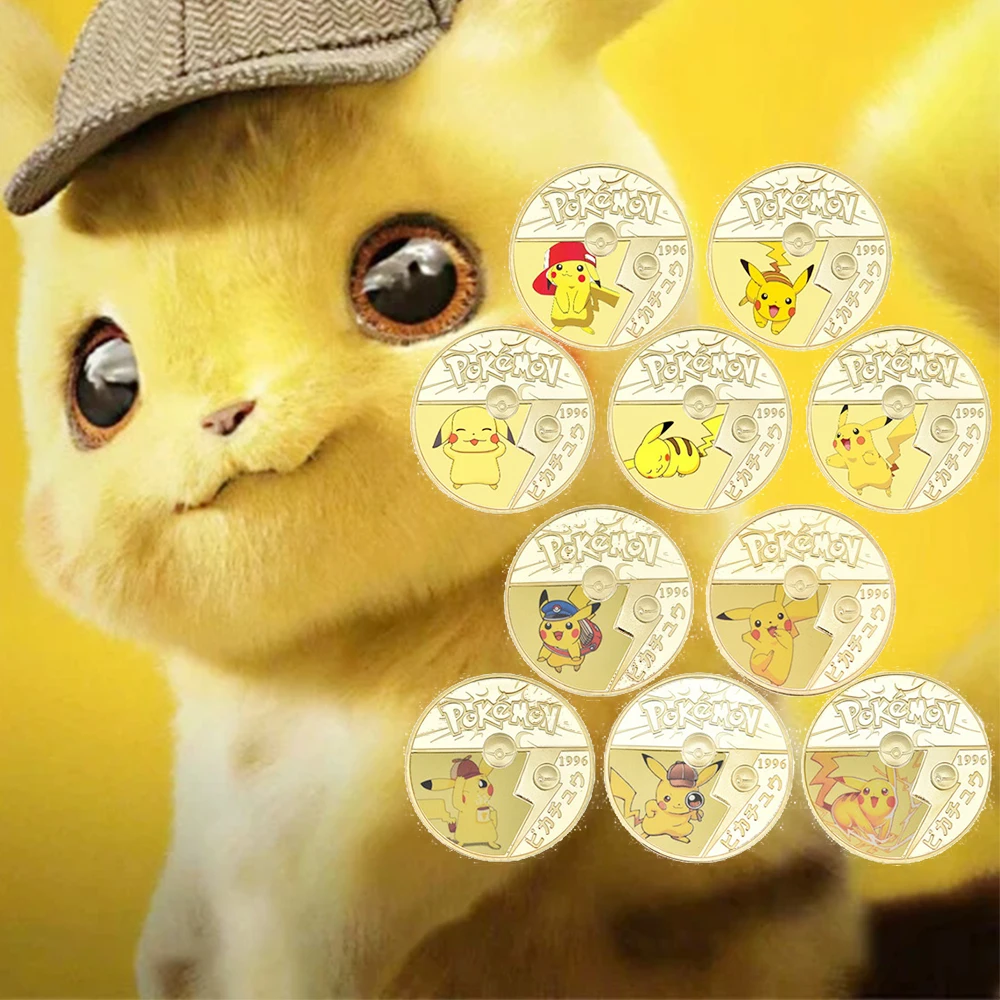 купить New Pokemon Anime Gold Plated Pikachu Gold Coin Game Commemorative Coin Game Collectible Coin Children's Christmas Birthday Gift в интернет-магазине