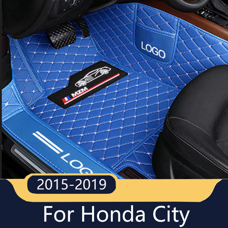 

Кожаный Автомобильный напольный коврик на заказ для Honda City 2019 2018 2017 2016 2015, интерьерные части, ковры, автомобильные аксессуары, искусственные ...