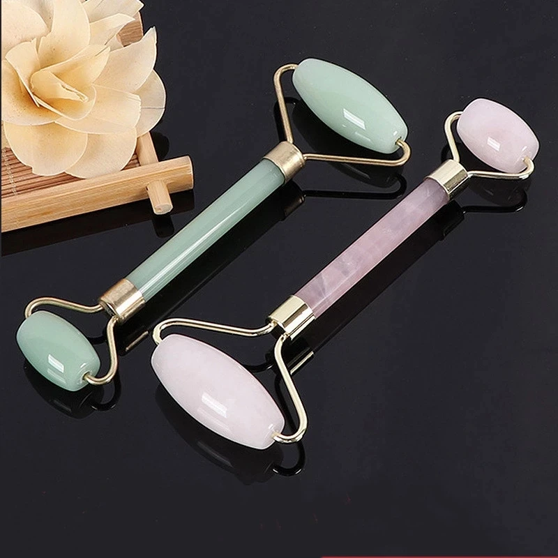 

Rose Quartz Jade Roller Face Slimming Massager Face Lifting Natural Jade Stone Facial Massage Roller Skin Care Beauty Set Box