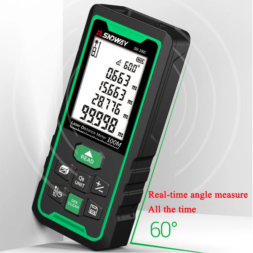 Лазер SNDWAY дальномер зеленый/красный лазерный Рулетка измерительная площадь