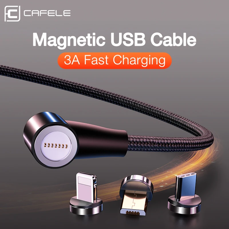 Cafele USB Магнитный зарядный кабель 1 м 2 Быстрая зарядка usb type C Micro 90 градусов L Тип для