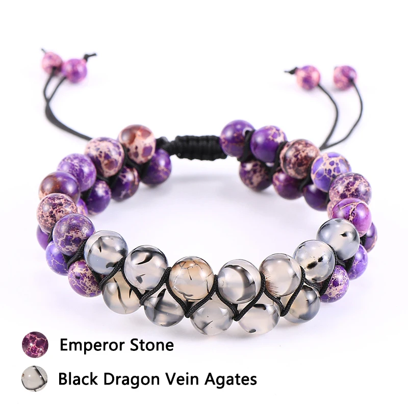 Женский браслет с натуральным аметистом камнем императора красным ониксом 8 мм 2