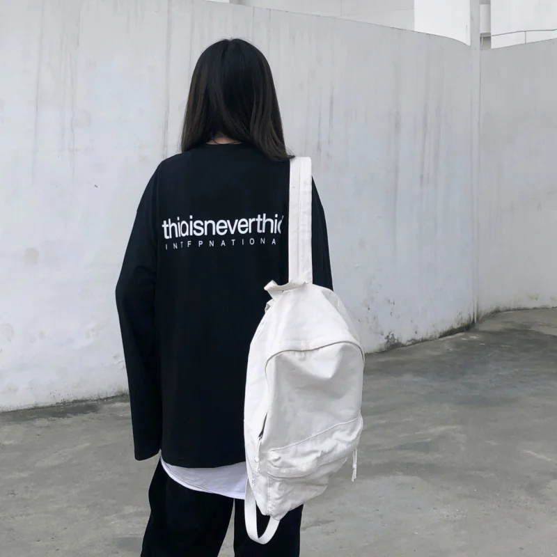 

KOSAHIKI Korean Letter Print Loose Tops Students Fake Two Piece Harajuku Tee Shirt Patchwork O Neck Casual Women Tshirt 11a134