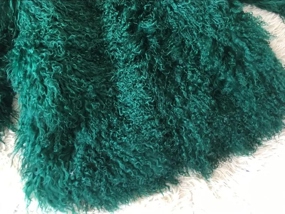 green Новинка, натуральная монгольская овечья шуба, женская меховая куртка с воротником, большой размер, F1132 - Цвет: green
