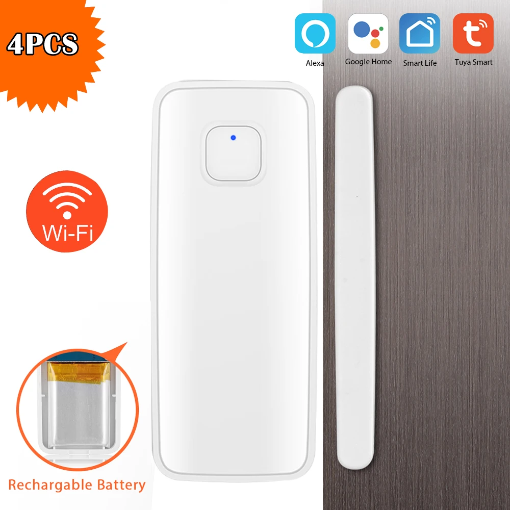 

Датчик окон и дверей Tuya с поддержкой Wi-Fi, 4 шт.