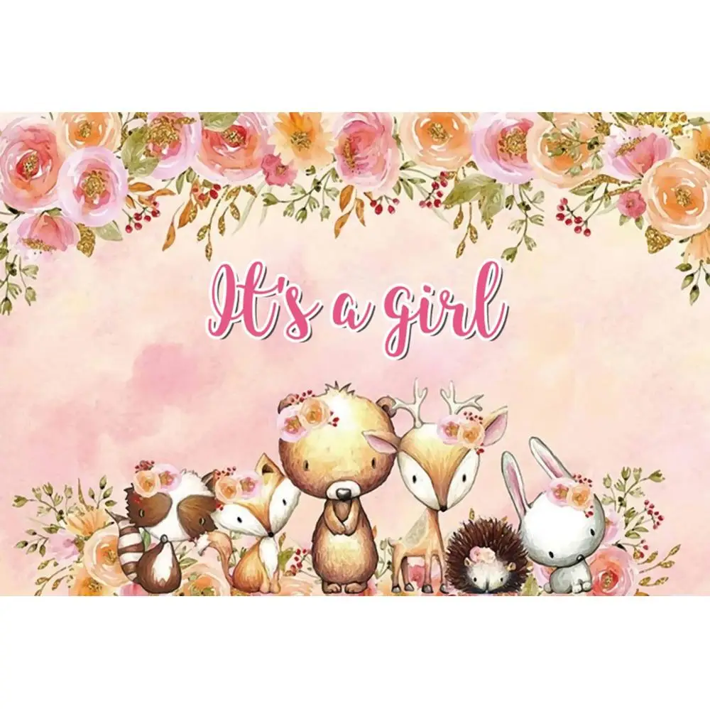 Виниловый фон для фотосъемки новорожденных в день рождения с изображением диких