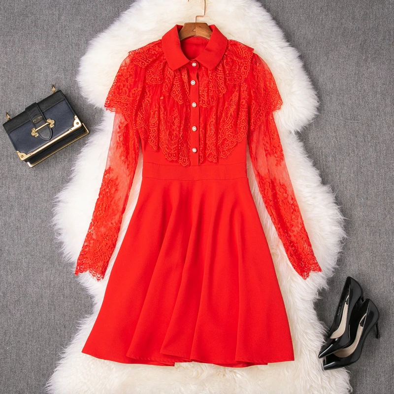 Модное платье с длинным рукавом для подиума новинка 2019 высшее качество женское