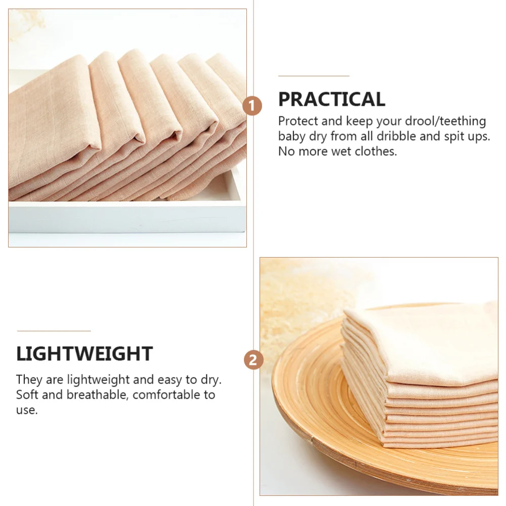 

8Pcs Newborn Double-layer Cotton Towels Saliva Towel Baby Handkerchief