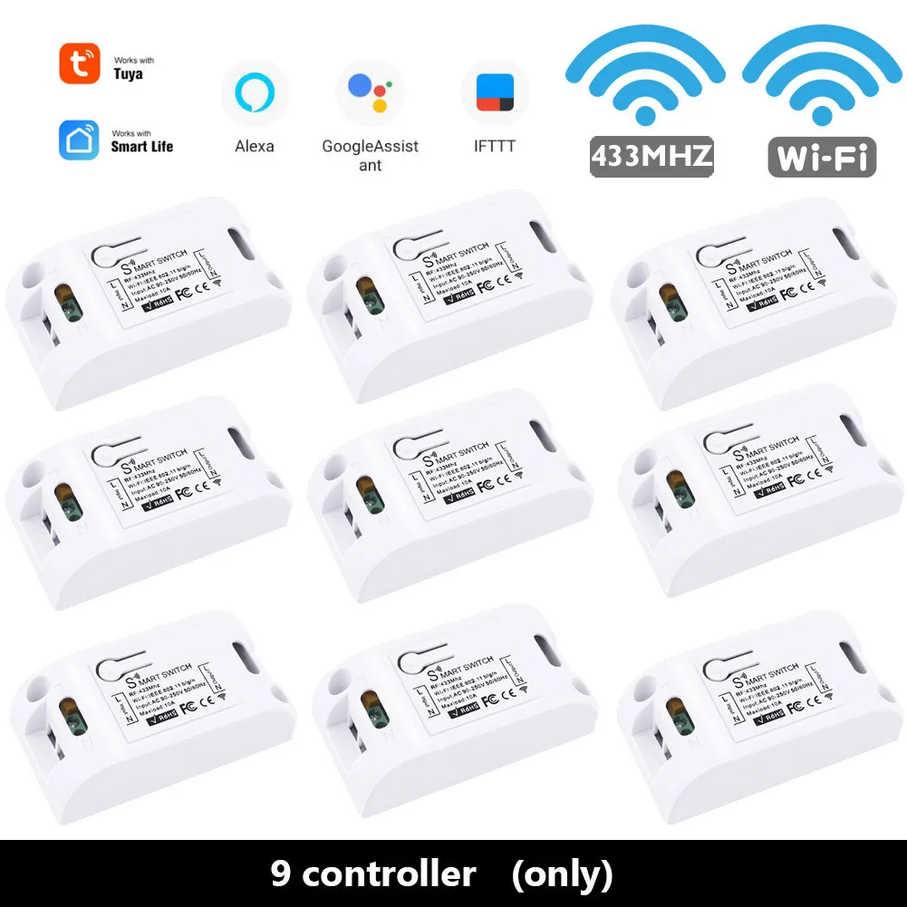 9 RF WIFI Controller SMATRUL Tuya Smart Life APP Wi-Fi+ RF 433 МГц DIY релейный таймер модуль Google Home Amazon Alexa 110 В 220 В 10 А для переключателя, светильник, вентилятор - Цвет: 9 RF WIFI Controller