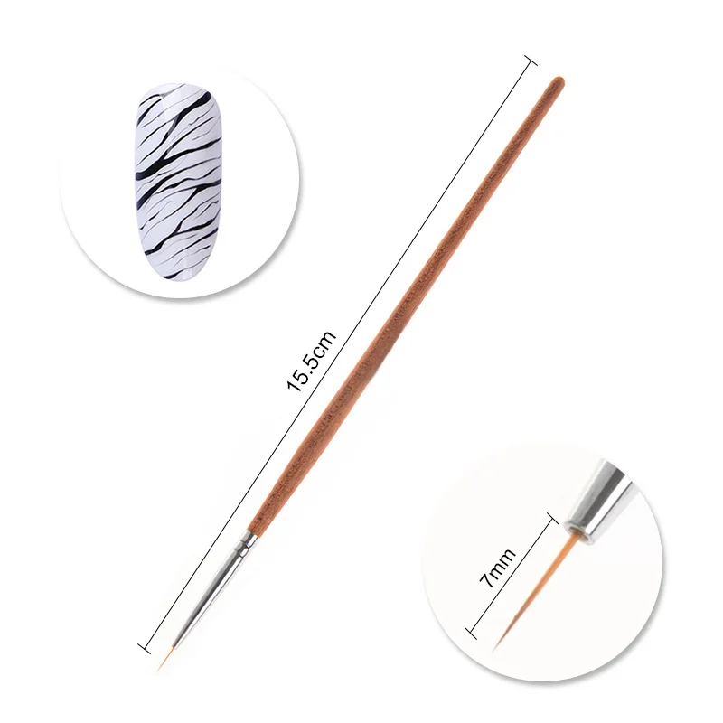 Wood Brush Liner 7mm BORN PRETTY, 1 шт., акриловая ручка для рисования водным мрамором, кисть для рисования серебристыми цветами, инструмент для маникюра и дизайна ногтей, ручка, инструмент для ногтей DIY - Цвет: Wood Brush Liner 7mm
