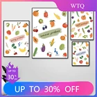 Забавный постер с изображением четырех сезонных фруктов и овощей на весну, лето, осень и зиму, Настенная картина для кухни, Картина на холсте, украшение для дома