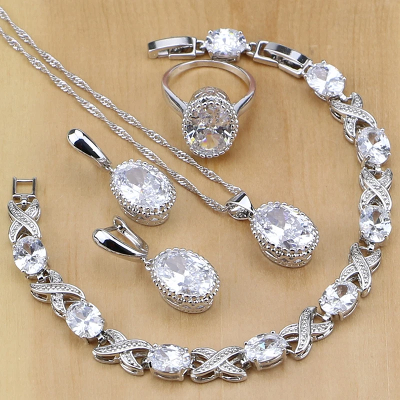 Комплект из колье серёг и браслета серебра 925 пробы|cz jewelry set|jewelry sets for womenjewelry |