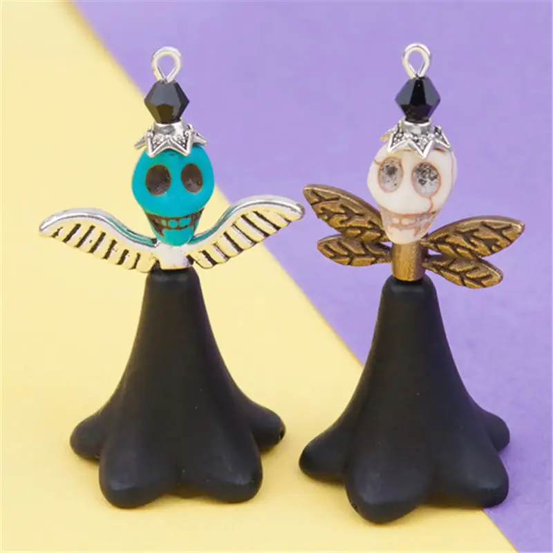1 комплект (2 шт.) Подвески в стиле Хэллоуина набор ангела черный цветок