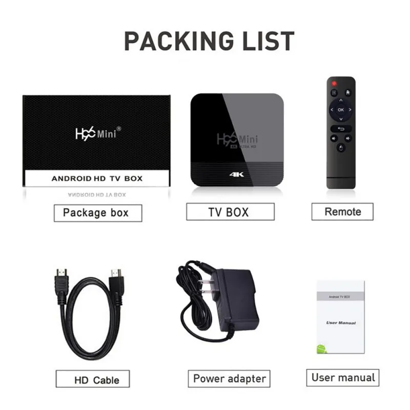

2020 RK3228A H96 Mini H8 2G+16G Android 9.0 Tv Box Remote Control 4K Smart HD Set Top Box US/UK/EU/AU Plug