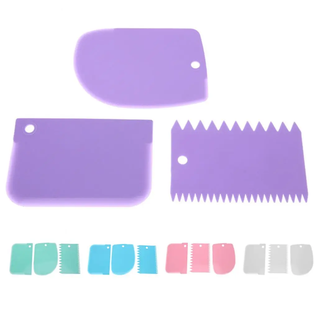 

3PCS/Set Plastic Cake Decorating Tools Dough Icing Scrappers Cutters Kitchen Accessaries Cake Edge Smoother Kit