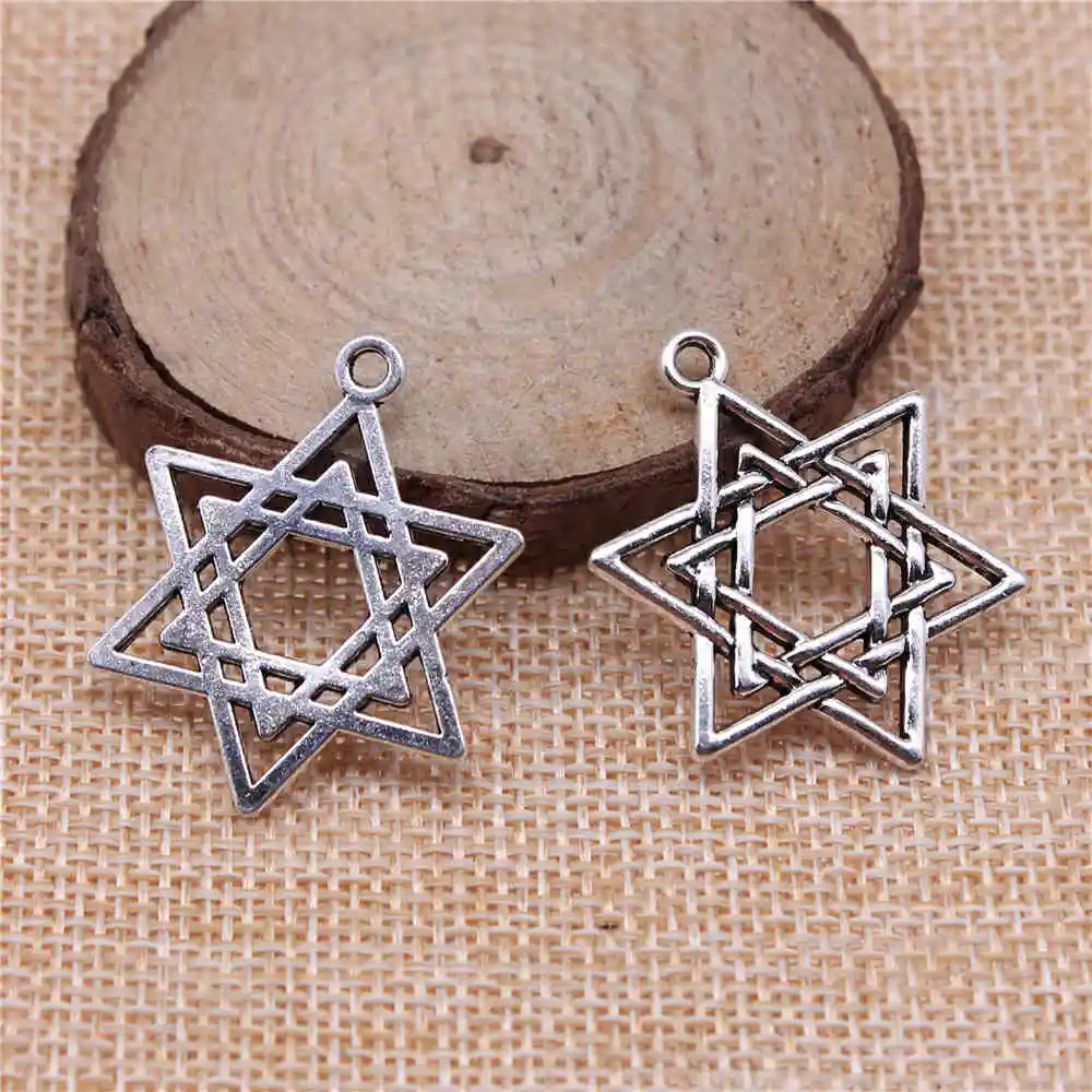 

Handmade Pendants For Jewelry Accessories 20pcs Star Of David Charms 33x26mm Antique Silver Plated
