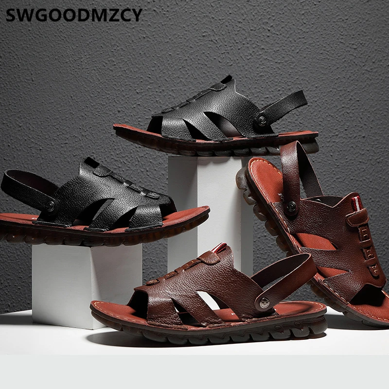 

Summer Casual Sandals For Men 2021 Open Shoes Men Leather Sandals Genuine Leather Gladiator Sandals For Men Designer Shoes Buty