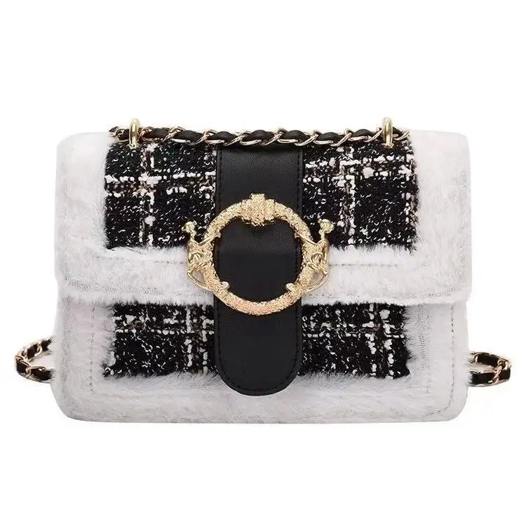 

Bag for women's versatile 2021 new Korean one shoulder chain hairy bag fashion women's small square bag
