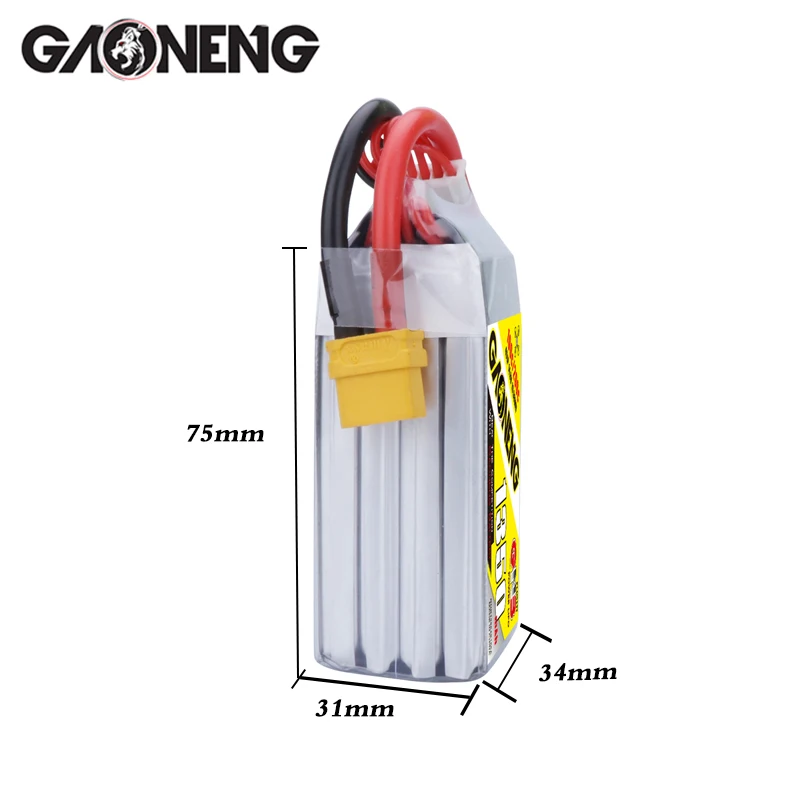 Gaoneng GNB Lipo 14 8 V 1350mAh 4S1P FPV батарея 4S 100C с штепсельной вилкой XT60 для Радиоуправляемый