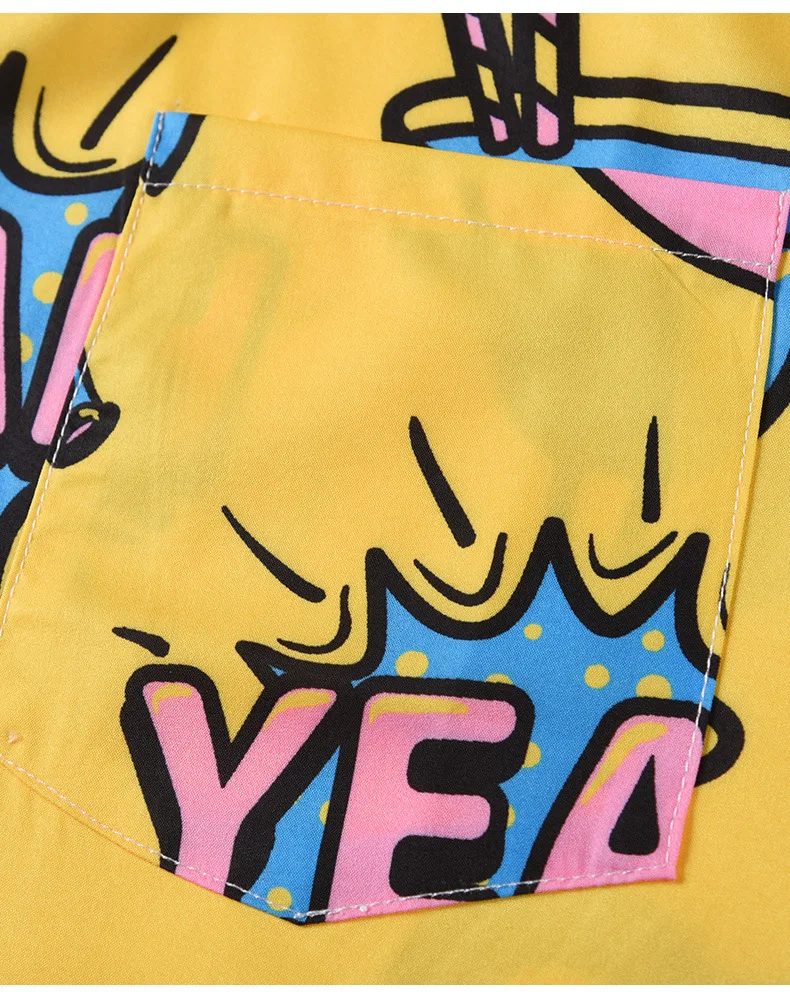 

Summer Leisure Travel Style Lips Strawberry Cocktail Loose Hawaiian T Shirt for Men