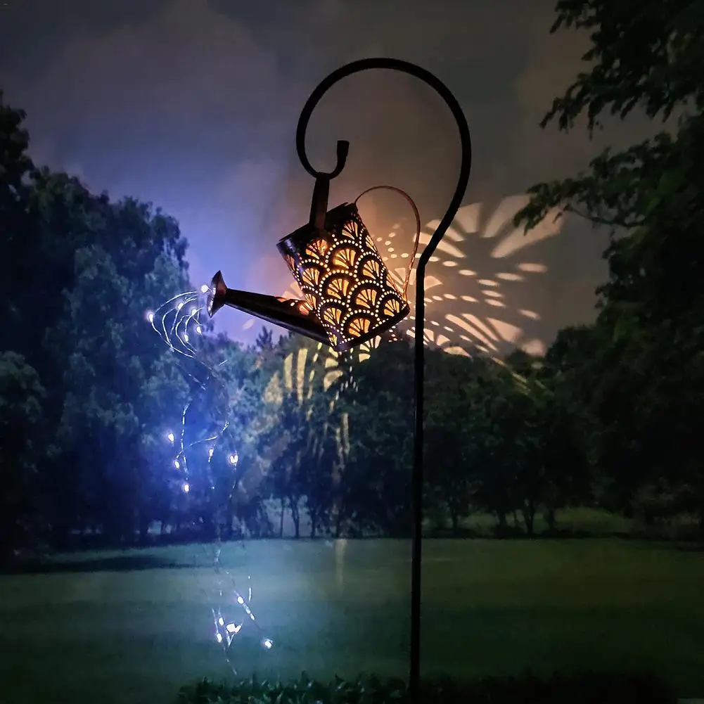 

Watering Can Solar Lawn Lamp Outdoor Hollow-out I Flower Shower LED Light String Garden Art Light Home Yard Landscape Decoration