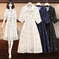 ehqaxin summer new womens french dresses fashion button shirt love plaid lace up long a line dress with pocket for ladies l 5xl