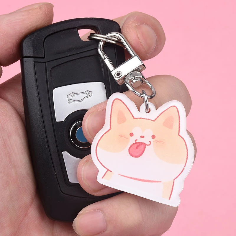 

Cartoon Cute Little Bear Keychain Lovely Rabbit Bunny Double Sided Acrylic Keyring Anime Bear Bag Charms Puppy Airpods Pendant