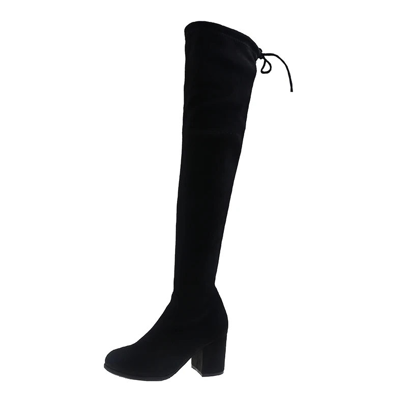 

2021 Winter New Fashion High-heeled Lace Up Stretch Boots Women Sexy Party High Boots Women's Over-the-knee Boots Botas De Mujer