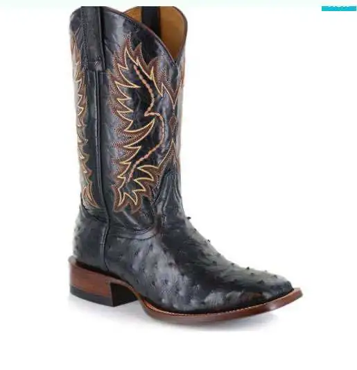 

New boots women's autumn winter 2020 pointed head low heel stitching fashion boots square heel sleeve embroidered