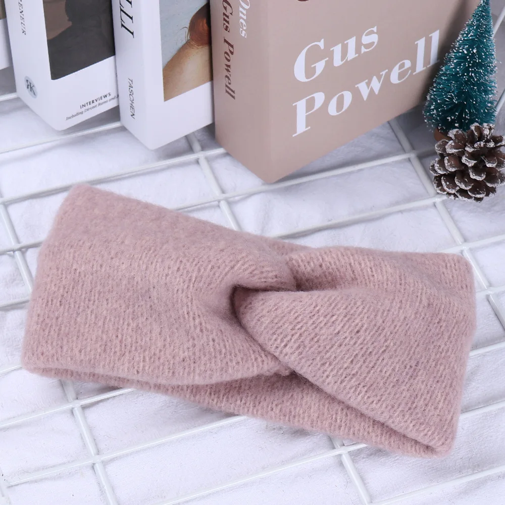 

Women Solid Knitting Cross Knot Woolen Warm Headbands Hair Holder Elastic Hairbands Turban Headwraps Fashion Hair Accessories