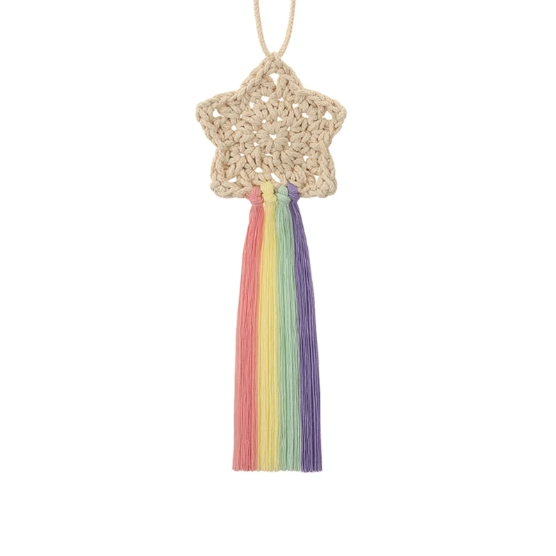 

Macrame Five-pointed Star Rainbow Pendant Nordic Handwoven Cotton Tapestry Decor