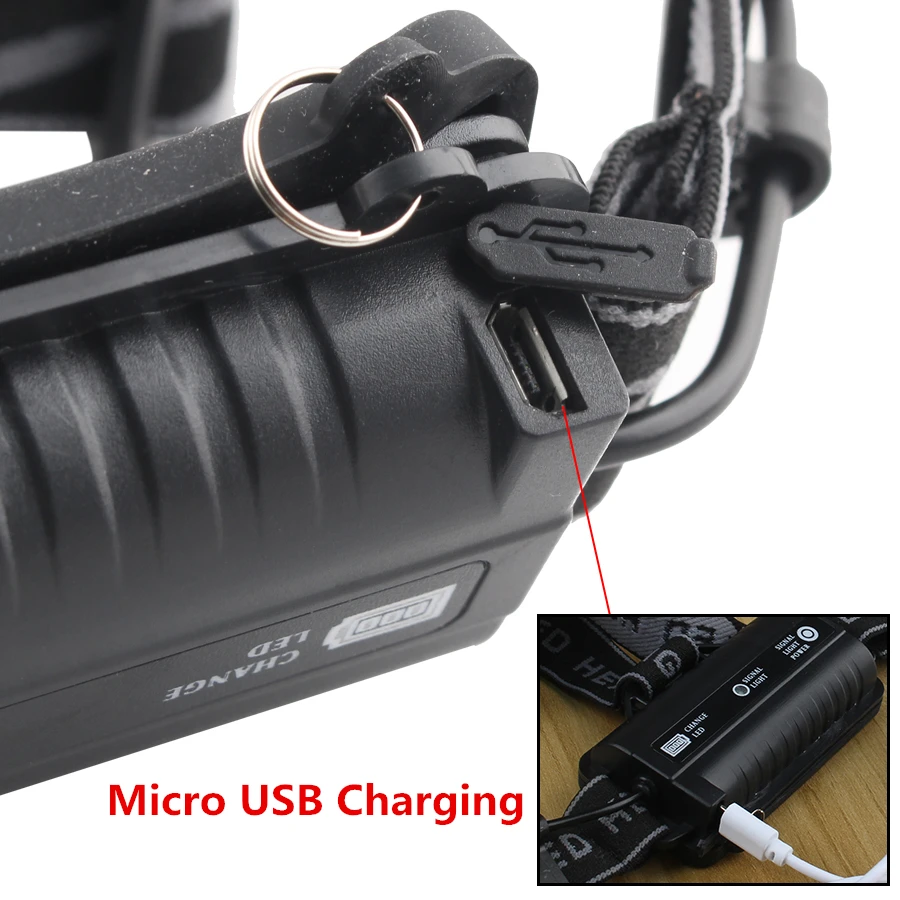 18650 налобный фонарь светодиодный Водонепроницаемая передняя фара лампы Micro USB
