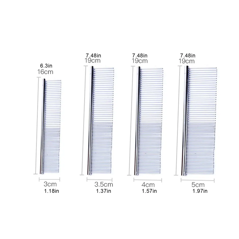 

Grooming Comb Stainless Steel Dog Cat Grooming Comb Row Teeth Needle Hair Trimmer Grooming Comb Medium Teeth Grooming CombM
