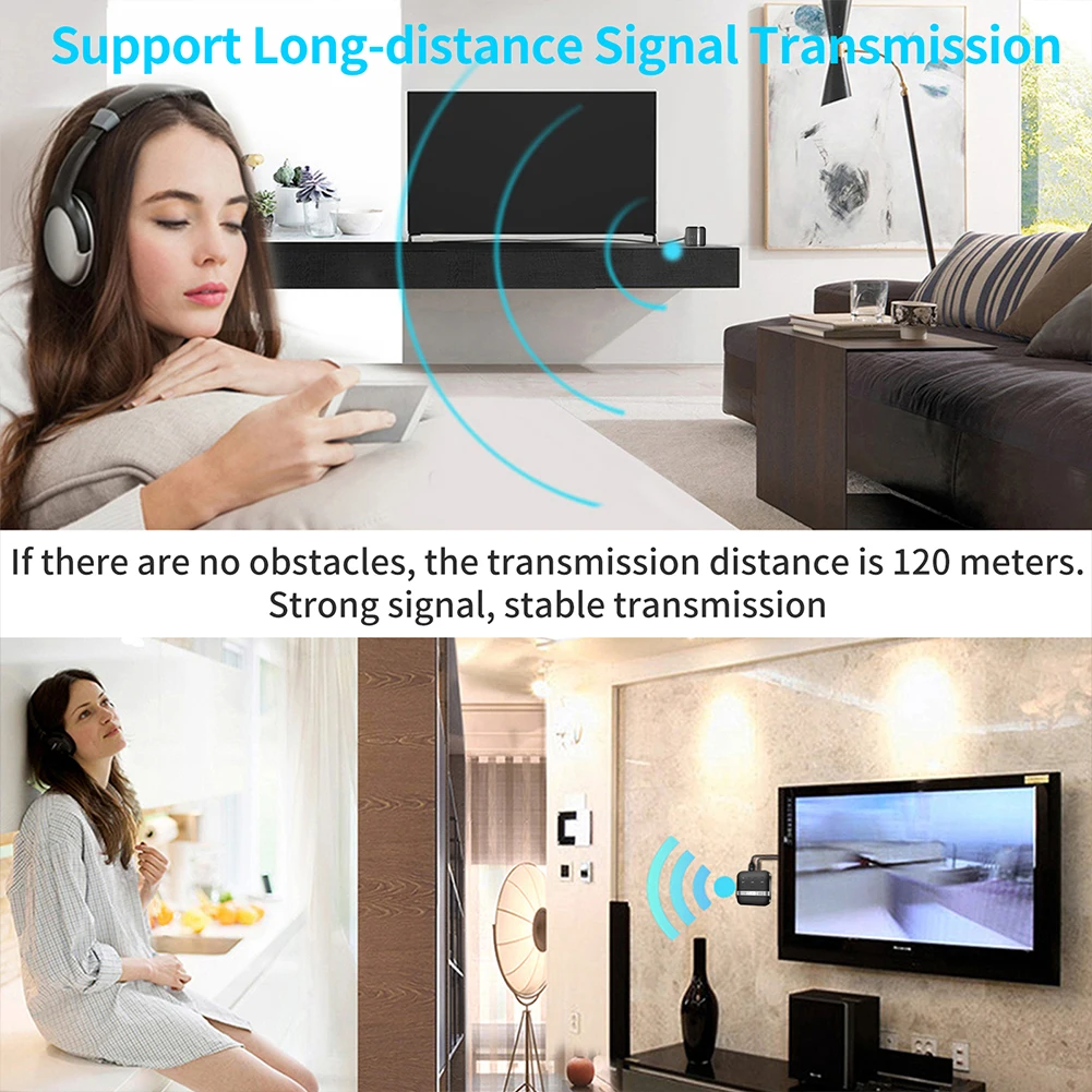 

Bluetooth Transmitter Receiver Wireless Adapter High Performance Audio CSR8675 2 In 1 Portable Multi Point Connection Dual Link