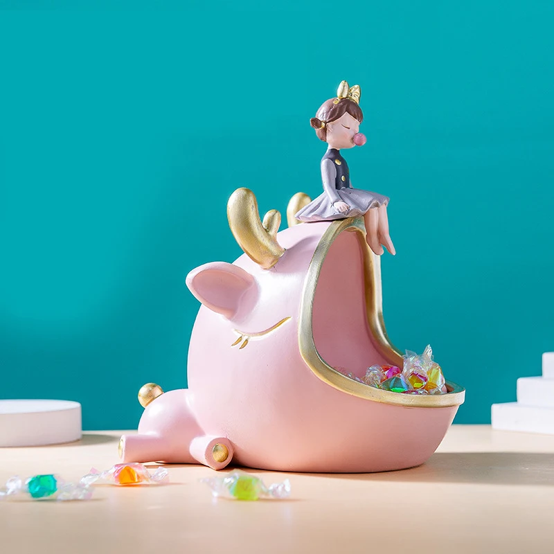 

New Multifunctional Cute Girl Blowing Bubbles Cartoon Animal Storage Box for Home Office Storage NE