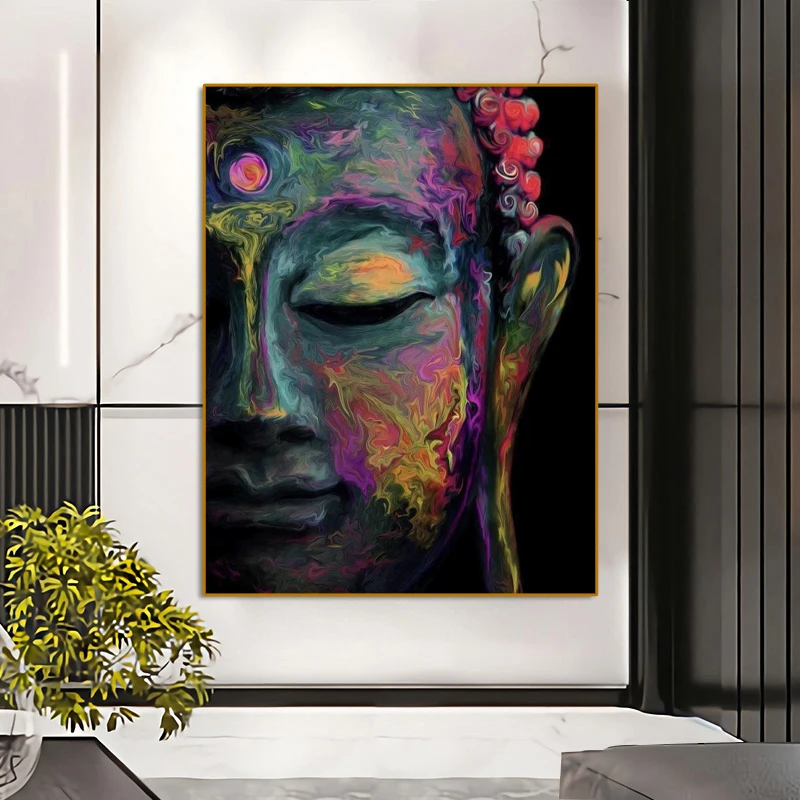 

Colorful Abstract Buddha Statues on the Wall Canvas Art Murals Posters and Prints Buddhist Art Pictures Home Wall Decoration