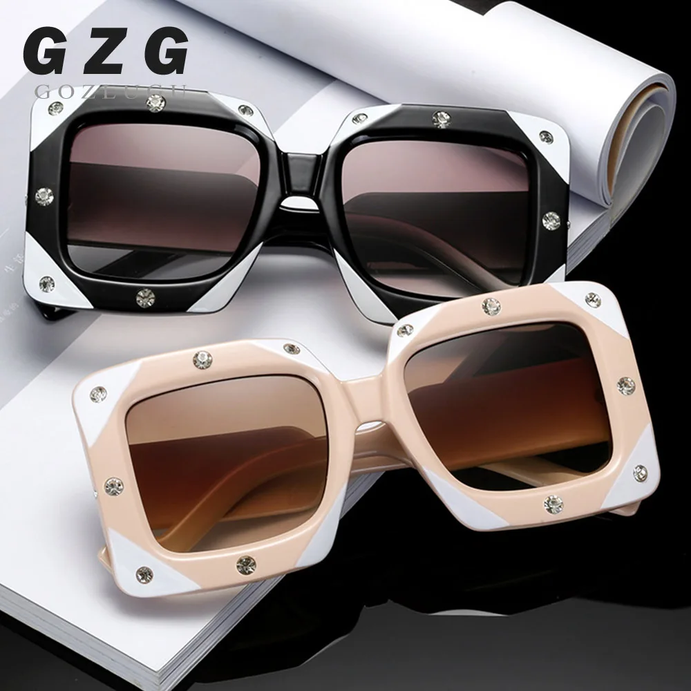 Итальянская квадратная большая рама алмазные солнцезащитные очки новинка 2020
