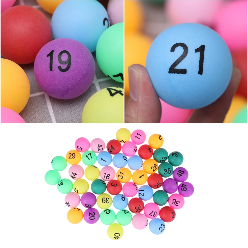 

50 Pieces Lottery Balls Assorted Color PP Table Tennis Balls 40mm Printed Pong Balls With Number for Game Party Decoration(Numbe