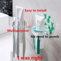 1 piece of non punch fun toothbrush holder multifunctional wall mounted storage rack toiletries childrens toothpaste holder
