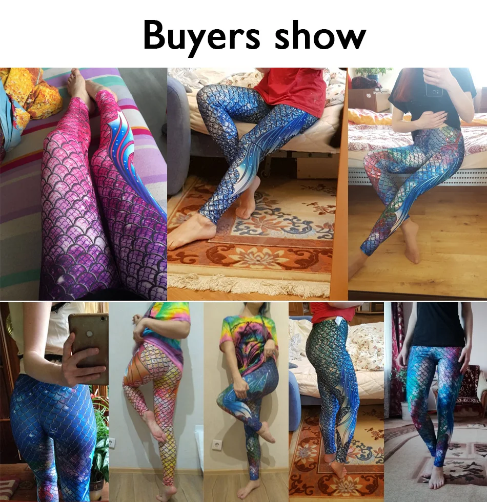 Женские леггинсы для фитнеса NADANBAO цветные с принтом в виде рыбьей чешуи и