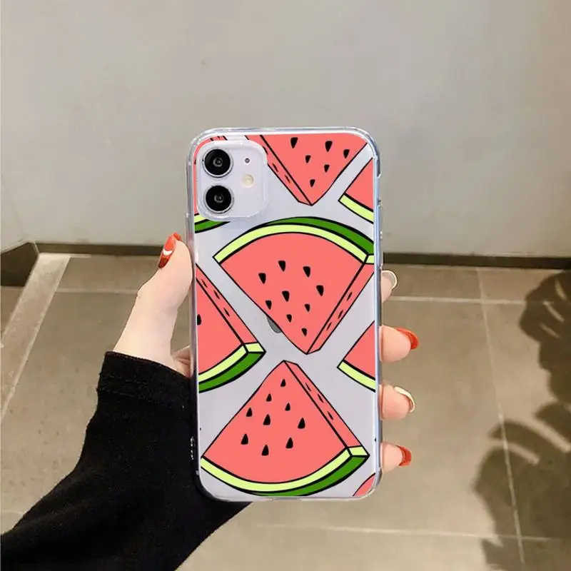 

Summer Fruit Watermelon Lemon Phone Case Transparent for iPhone 11 12 mini pro XS MAX 8 7 6 6S Plus X 5S SE 2020 XR
